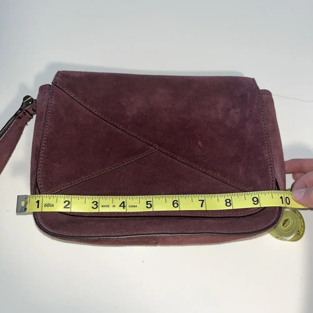 Kenneth Cole Genuine Leather Suede Crossbody Bag Purple long Copper Chain